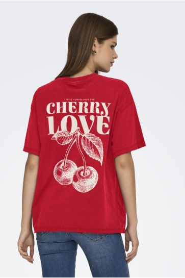 Only onlkinna life s/s oversize top box Rood