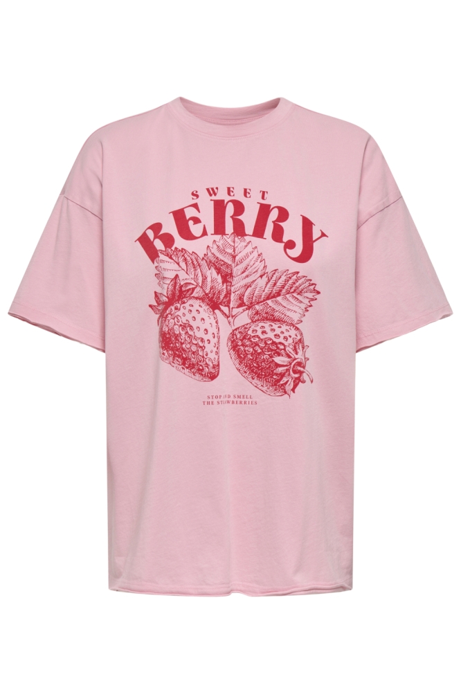 Only roze dames t-shirt | Vooraanzicht