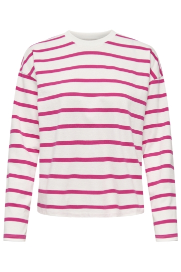 Only ONLSOPH L/S STRIPE TOP JRS 15310399 CLOUD DANCER/PINK YARRO
