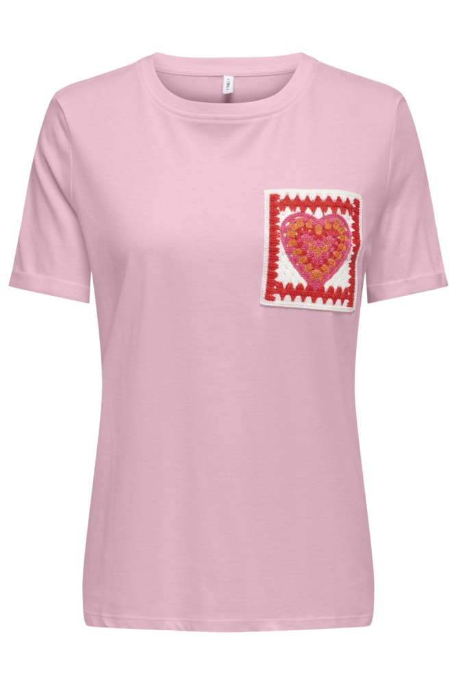 Only roze dames t-shirt | Vooraanzicht
