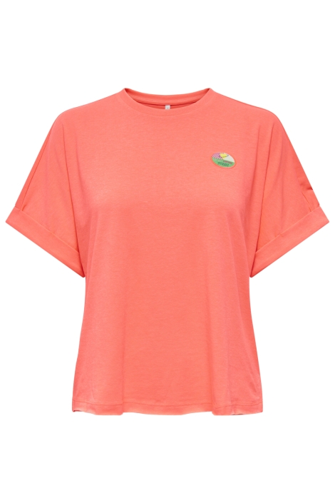 Only oranje dames t-shirt | Vooraanzicht