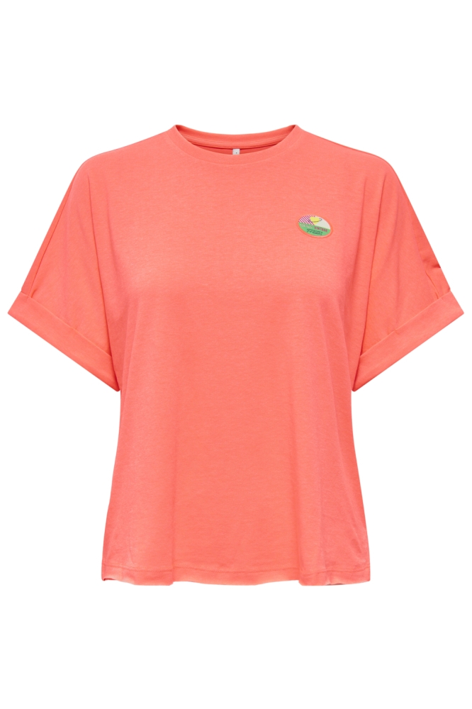 Only oranje dames t-shirt | Vooraanzicht