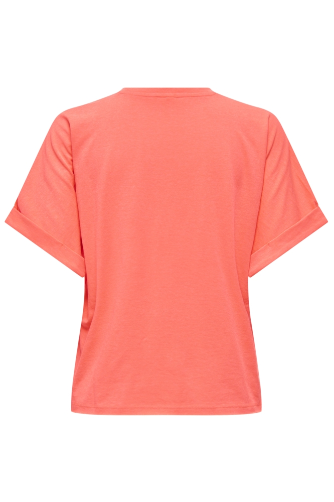 Only oranje dames t-shirt | Achteraanzicht