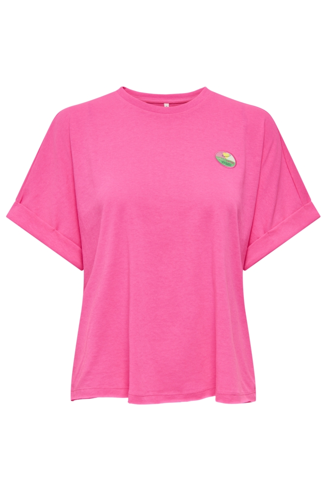 Only roze dames t-shirt | Vooraanzicht