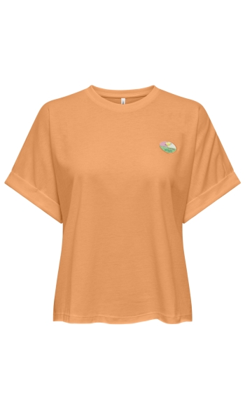 ONLMINNA S/S TOP CS PR JRS 15378313 MOCK ORANGE/ONLY BADGE