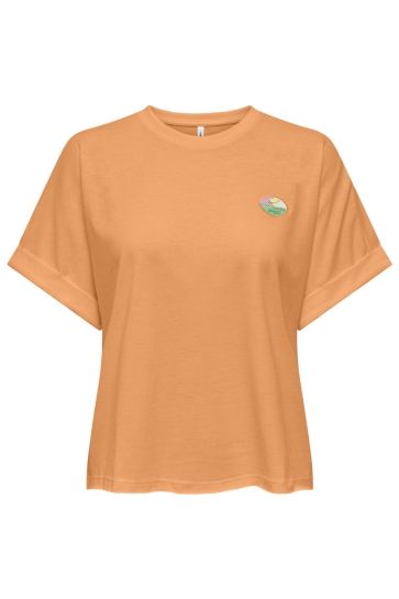 Only T-shirt ONLMINNA S/S TOP CS PR JRS 15378313 MOCK ORANGE/ONLY BADGE