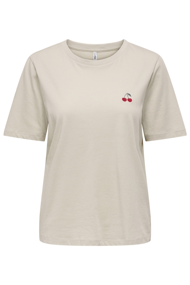 Only beige dames t-shirt | Vooraanzicht