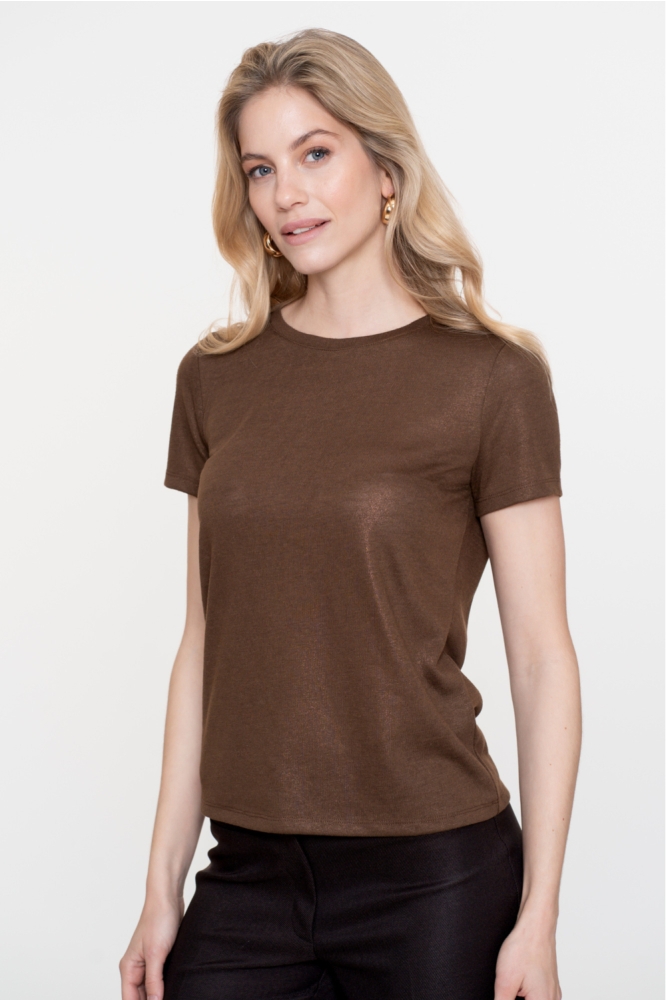 Geisha bruine dames t-shirt | Model vooraanzicht