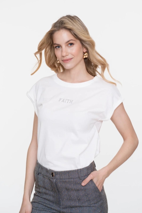 Geisha witte dames t-shirt | Model vooraanzicht