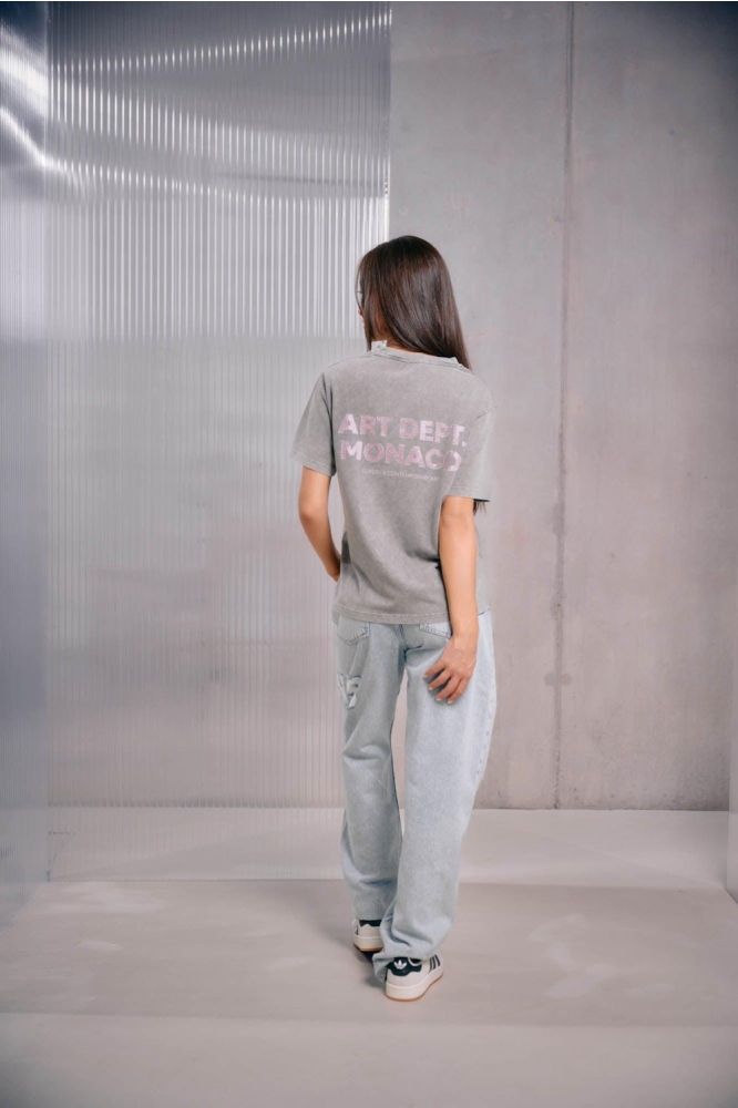 Malelions grijze dames t-shirt | Model achteraanzicht