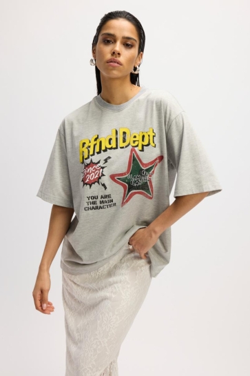 Refined Department T-shirt LADIES OVERSIZED T-SHIRT MAGGY R2509713783 GREY MELANGE