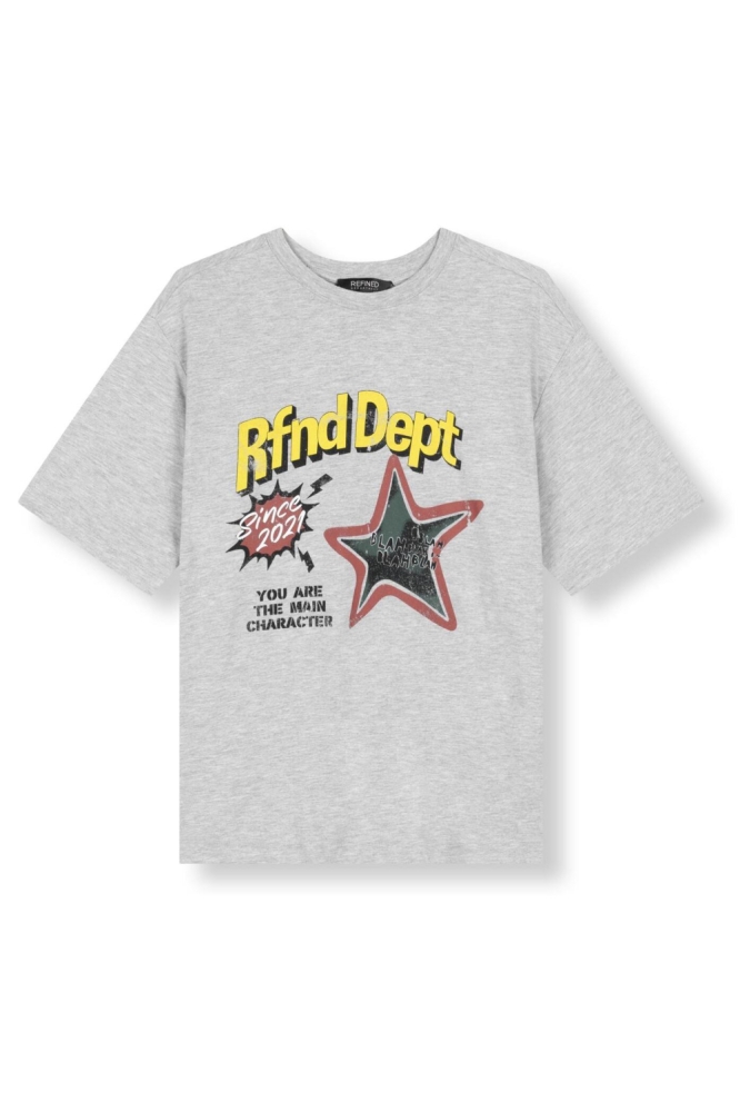 Refined Department grijze dames t-shirt | Vooraanzicht