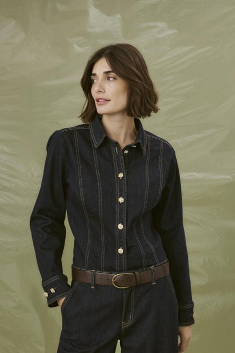 Culture blauwe dames blouse | Model