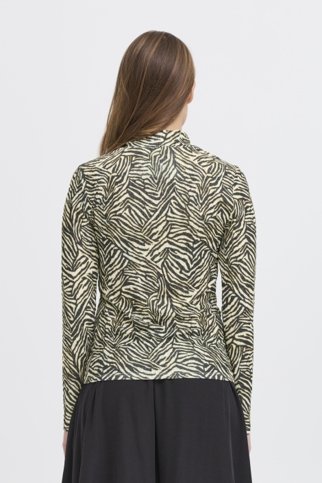 Ichi zwarte dames t-shirt | Model achteraanzicht