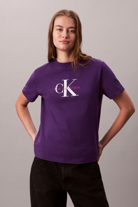 Calvin Klein paarse dames t-shirt | Model vooraanzicht