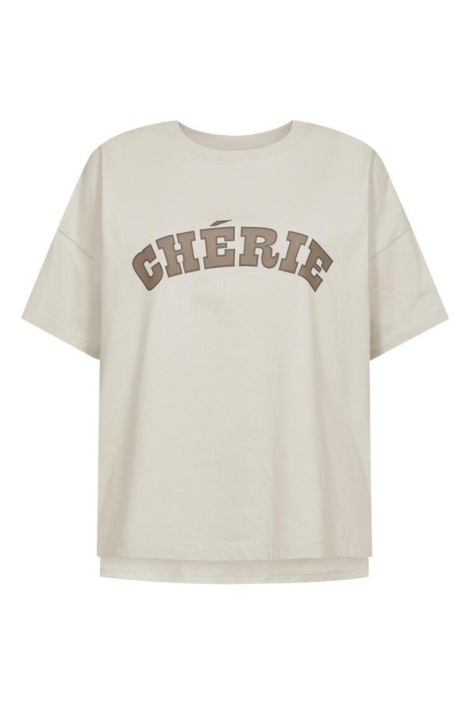 Freequent taupe dames t-shirt | Vooraanzicht