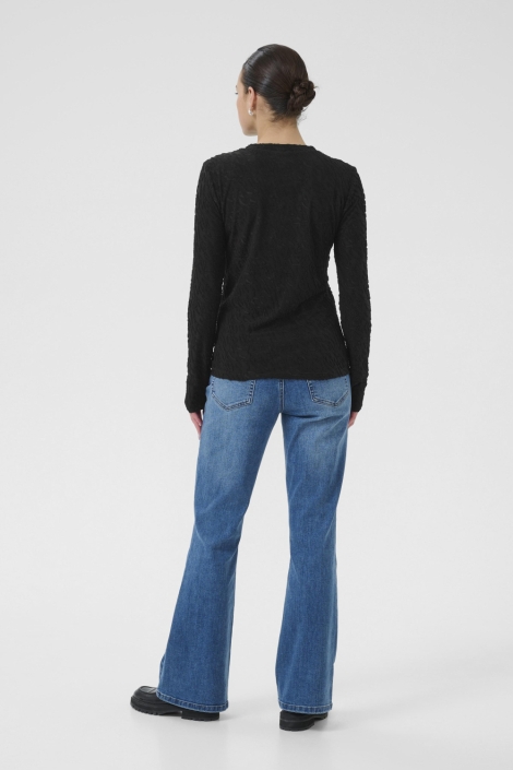 Kaffe zwarte dames t-shirt | Model achteraanzicht