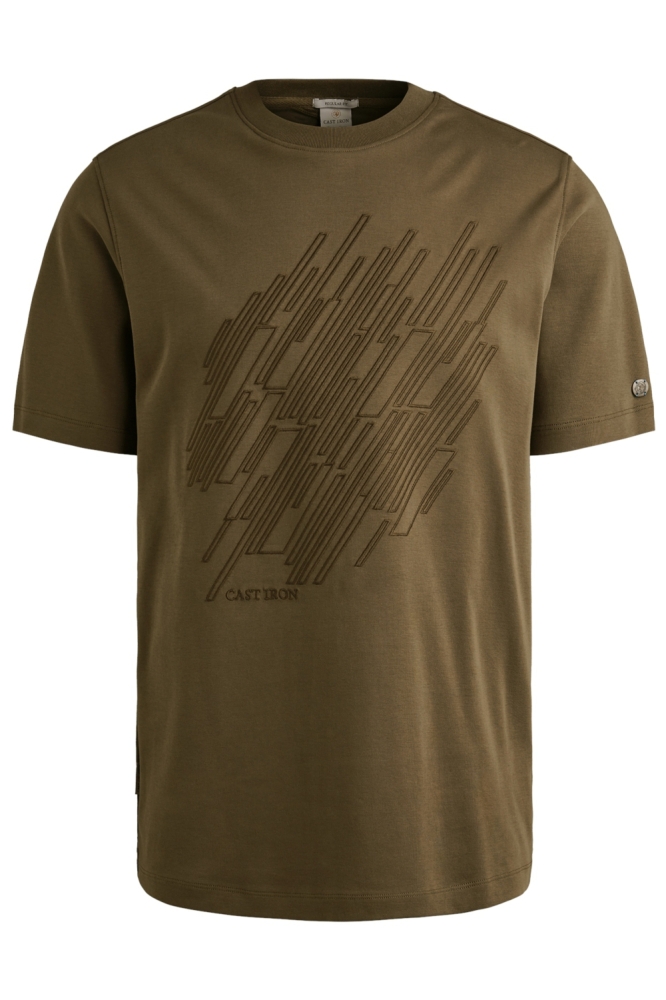 Cast Iron bruine heren t-shirt | Vooraanzicht