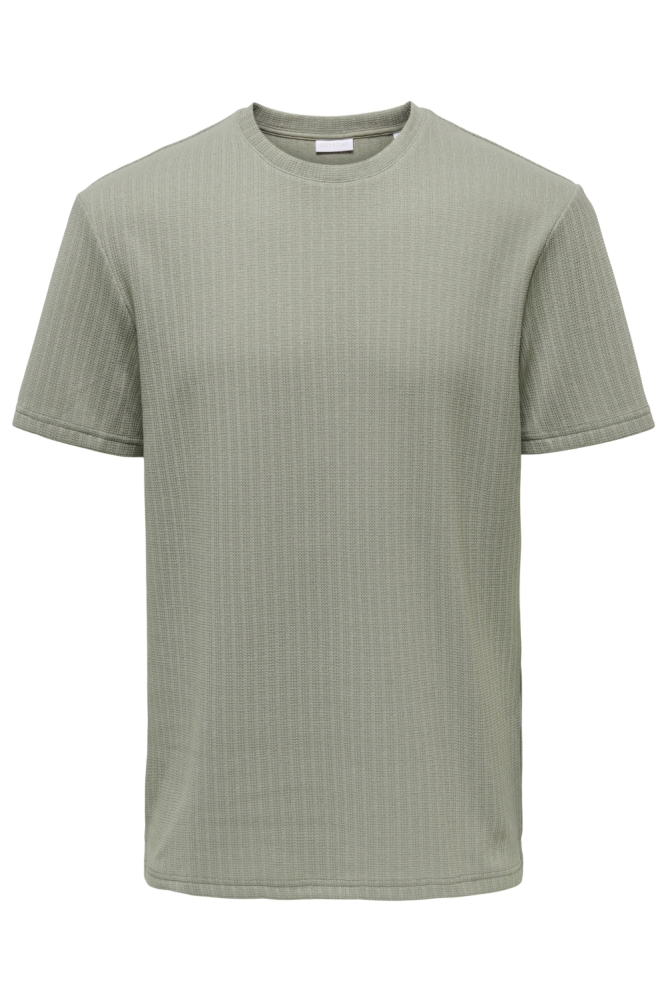Only & Sons groene heren t-shirt | Vooraanzicht