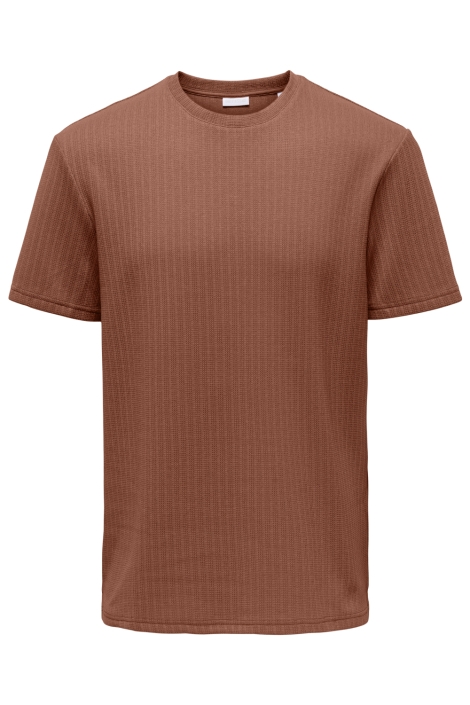 Only & Sons bruine heren t-shirt | Vooraanzicht