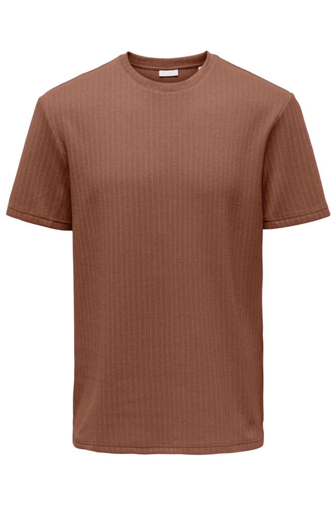 Only & Sons bruine heren t-shirt | Vooraanzicht