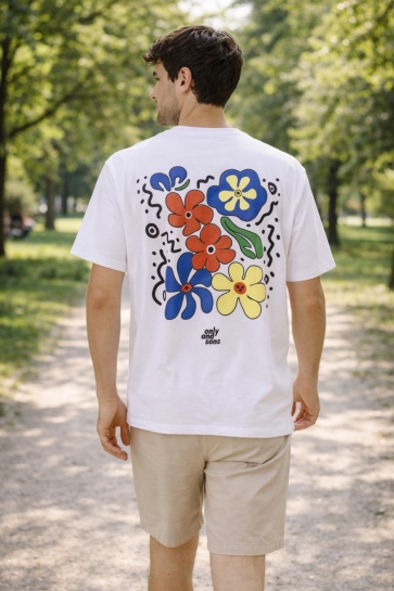 Only & Sons onsfleuri life flower rlx ss tee Wit