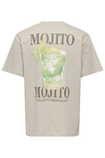Only & Sons T-shirt ONSFRED LIFE RLX SS PRINT TEE NOOS 22038836 SILVER LINING/MOJITO