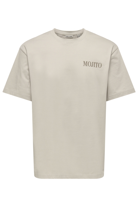 Only & Sons beige heren t-shirt | Vooraanzicht