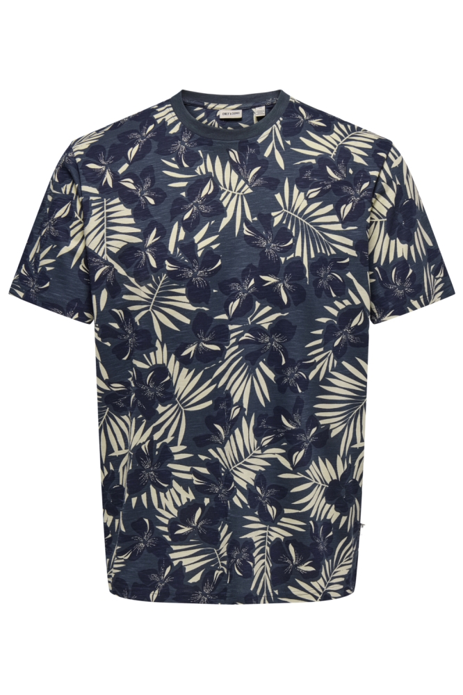 Only & Sons blauwe heren t-shirt | Vooraanzicht