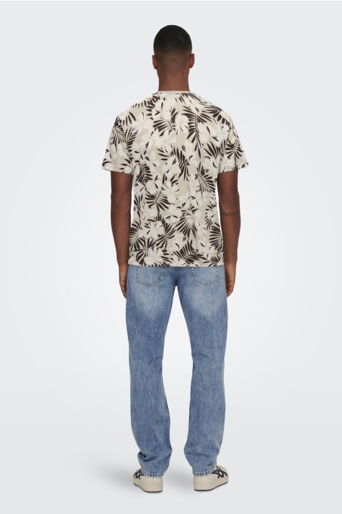 Only & Sons beige heren t-shirt | 