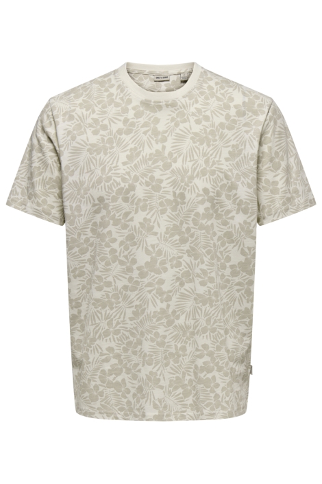 Only & Sons beige heren t-shirt | Vooraanzicht