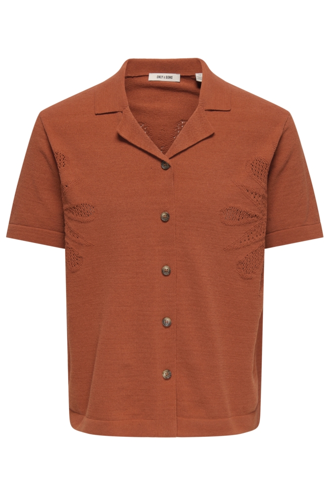 Only & Sons bruine heren overhemd | Vooraanzicht