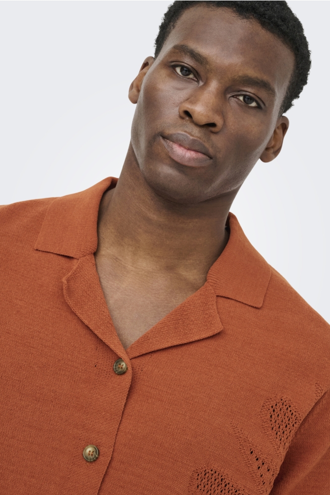 Only & Sons bruine heren vest | Close up