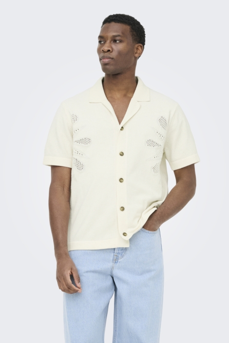 Only & Sons witte heren overhemd | Model vooraanzicht