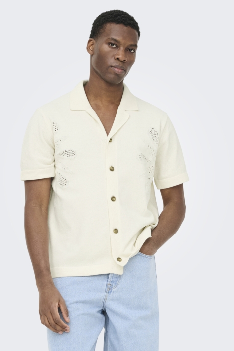 Only & Sons witte heren overhemd | Model vooraanzicht