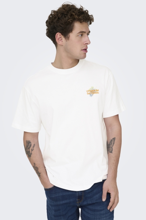 Only & Sons witte heren t-shirt | Model vooraanzicht