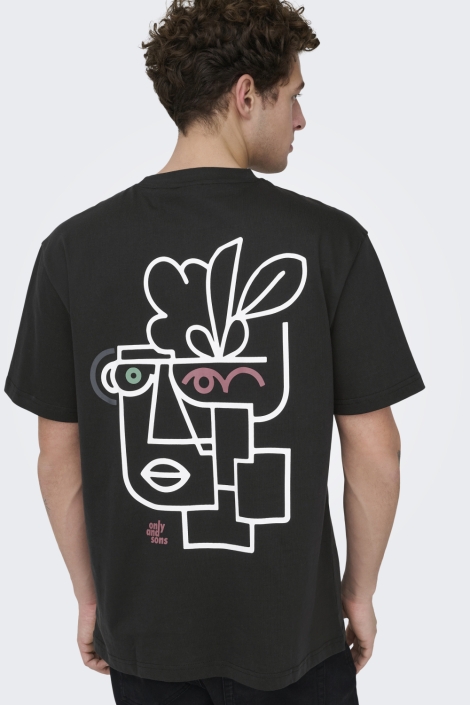 Only & Sons zwarte heren t-shirt | Model achteraanzicht