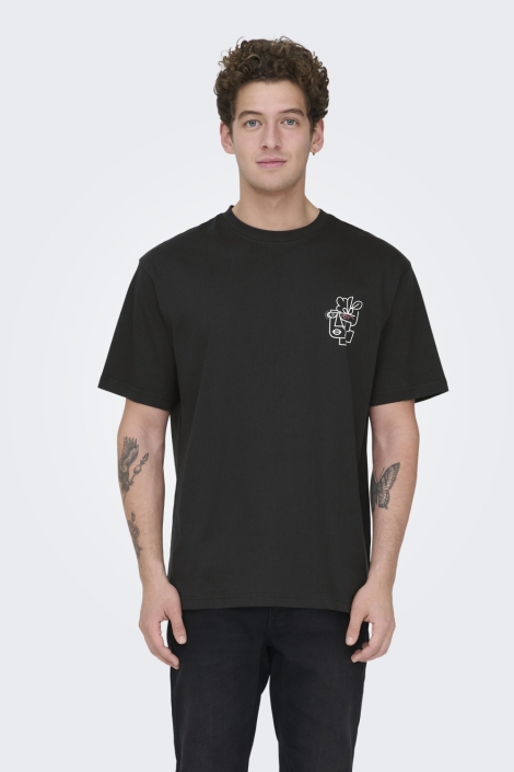 Only & Sons zwarte heren t-shirt | Model vooraanzicht