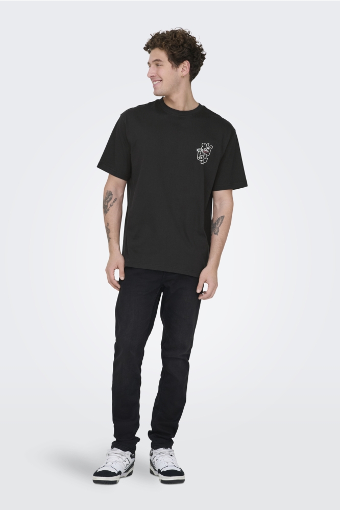 Only & Sons zwarte heren t-shirt | Model