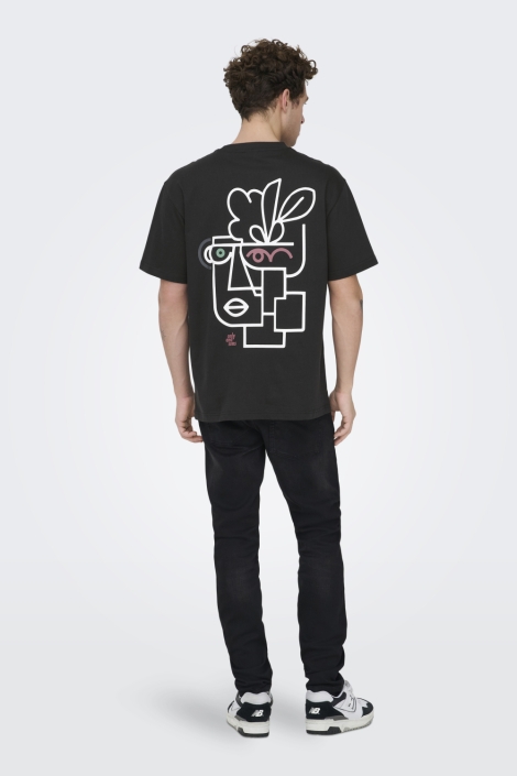Only & Sons zwarte heren t-shirt | Model