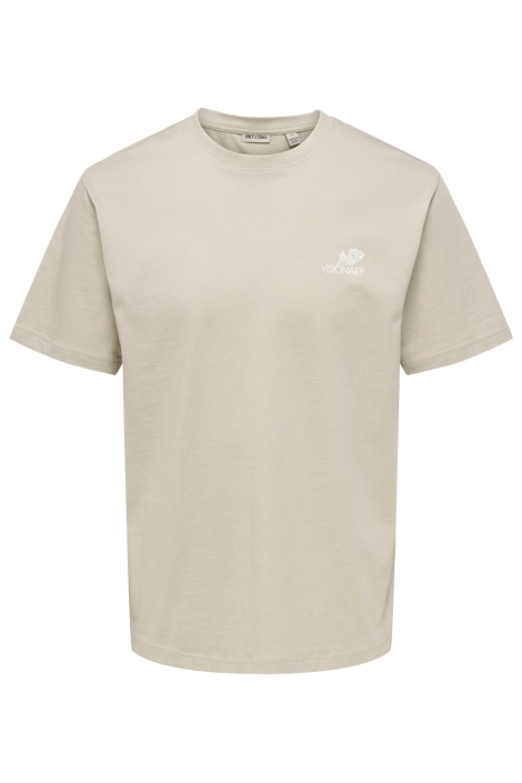 Only & Sons beige heren t-shirt | Vooraanzicht
