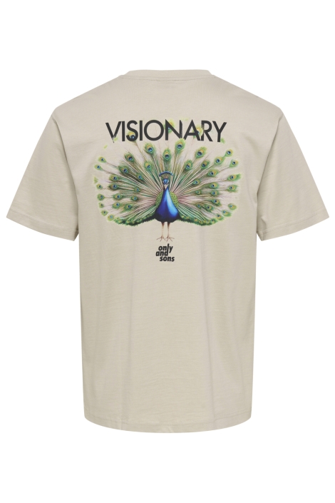 Only & Sons beige heren t-shirt | Achteraanzicht