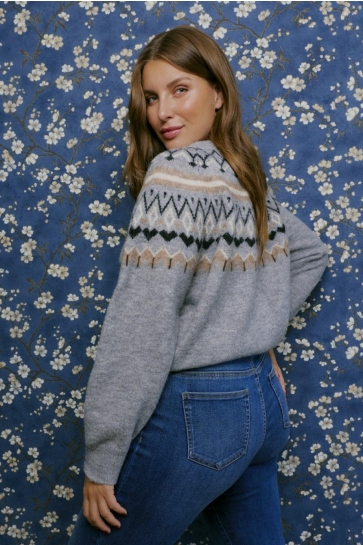 Vero Moda VMTAMMY LS O-NECK NORDIC CARDIGAN G 10338985 MEDIUM GREY MEL/W.COMB