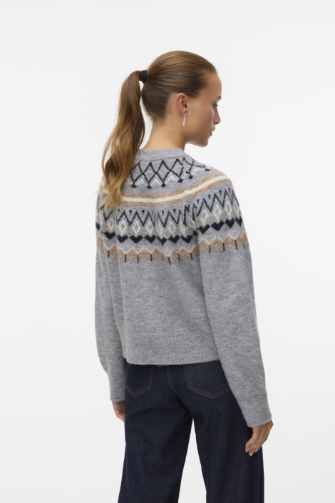 Vero Moda grijze dames vest | Model achteraanzicht