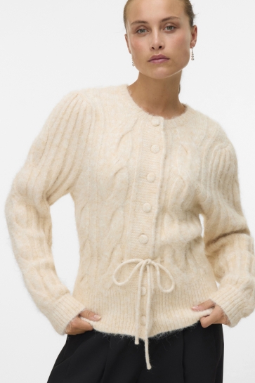 Vero Moda Vest VMLISA LS STRING CARDIGAN LCS 10338636 OATMEAL/MELANGE