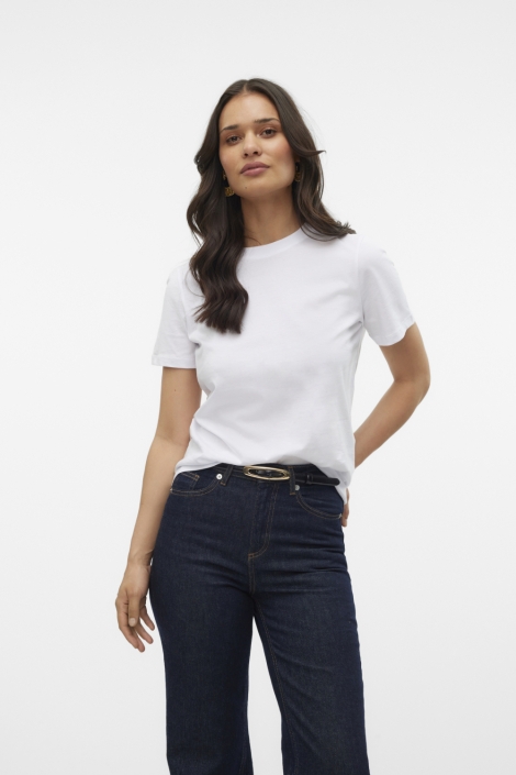Vero Moda witte dames t-shirt | Model vooraanzicht