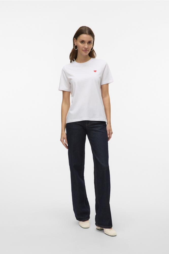 Vero Moda witte dames t-shirt | Model vooraanzicht