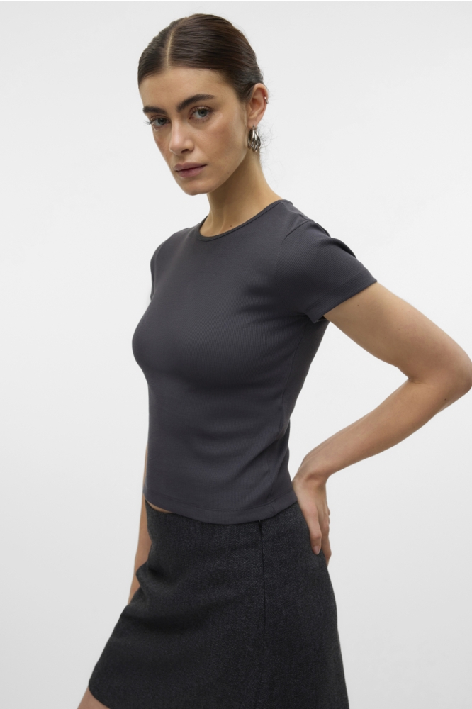 Vero Moda grijze dames t-shirt | Model zijaanzicht