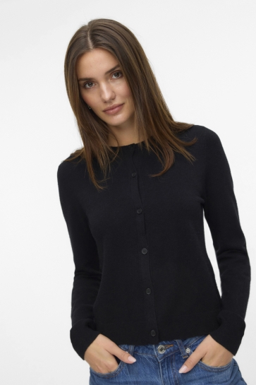 Vero Moda Vest VMVICKY LS O-NECK BUTTON CARDIGAN N 10335317 Black