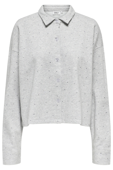 Only Vest ONLZENNA L/S STONE POLO SHIRT CS SW 15345894 Light Grey Mela/Silver rhi